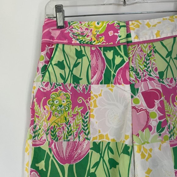 Lilly Pulitzer Derby Patch White Pink Green High-Rise Golf Cart Shorts 0 - Picture 3 of 9